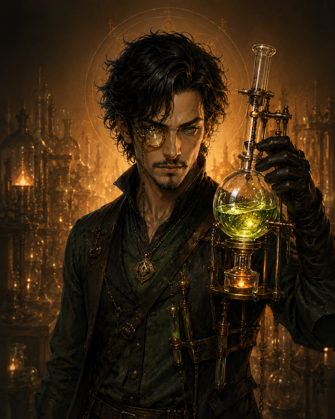 Der Alchemist mit Retorte