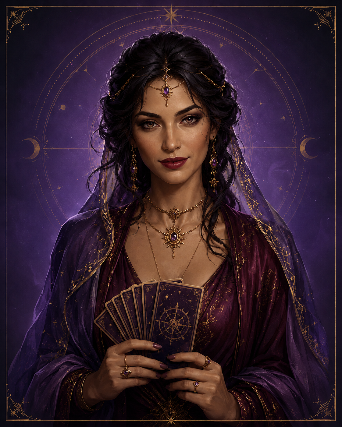 Selene mit Tarotkarten